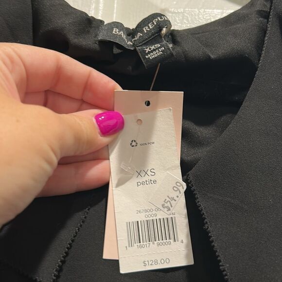 NWT Banana Republic Petite Black Ruffled Sleeveless Dress, XXS Petite - Picture 5 of 7